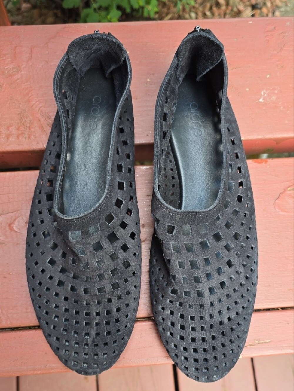 Arche Black Perforated Slip-On Loafers